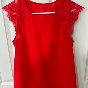 Elegant Red Lace Sleeve Blouse